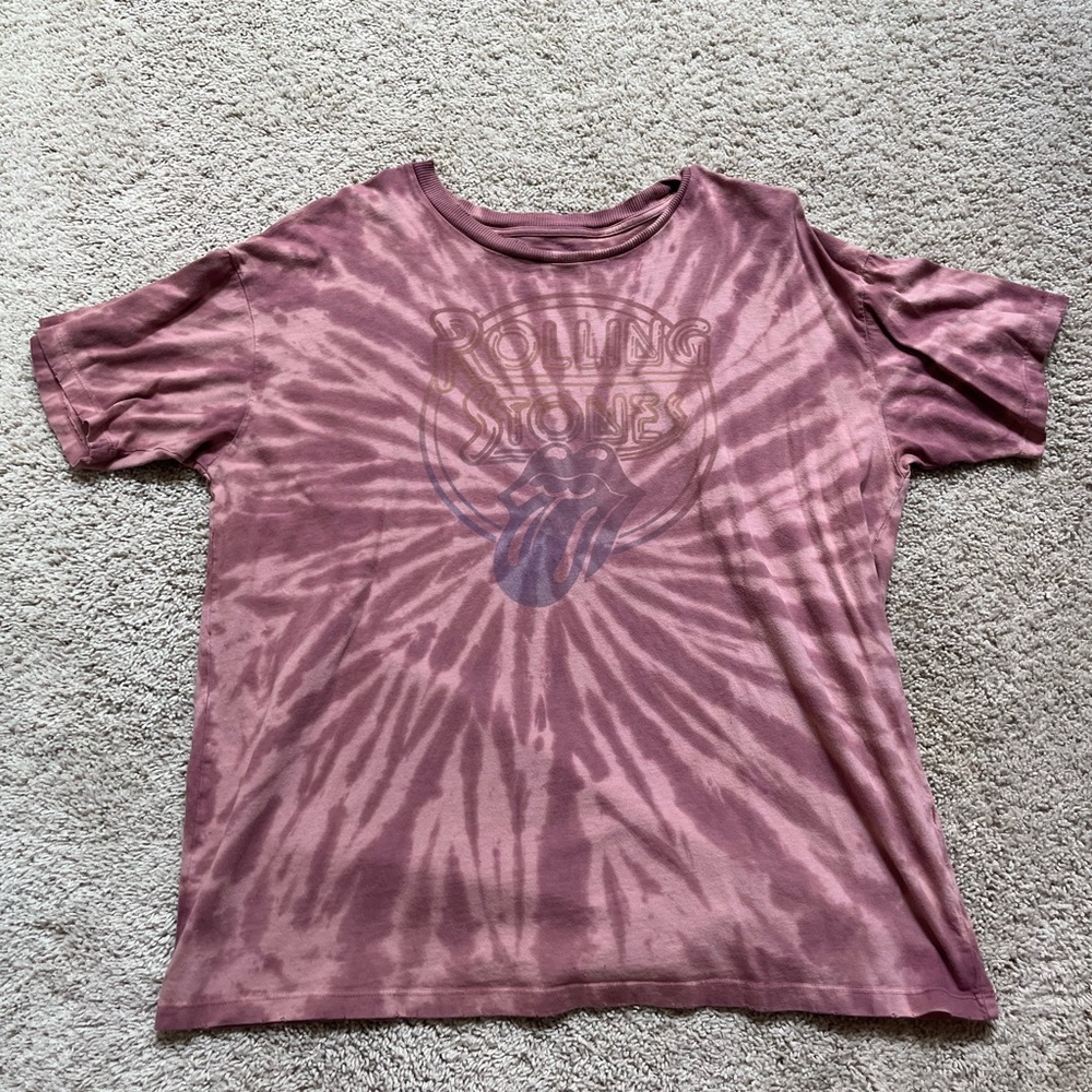 Pink Rolling Stones tye dye T-shirt